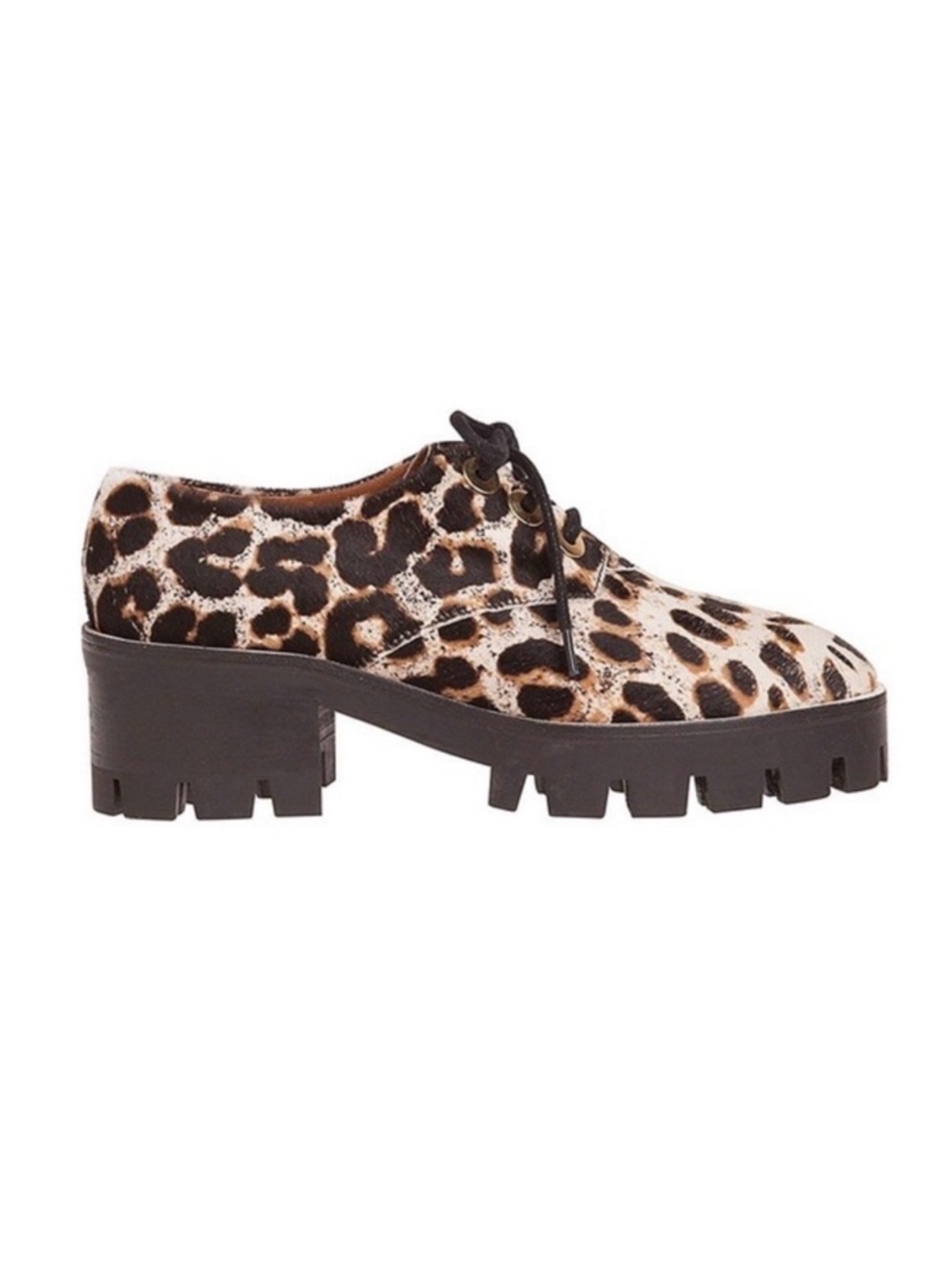 Sandro Leopard Print Lace-Up Chunky Loafers in Brown and Black